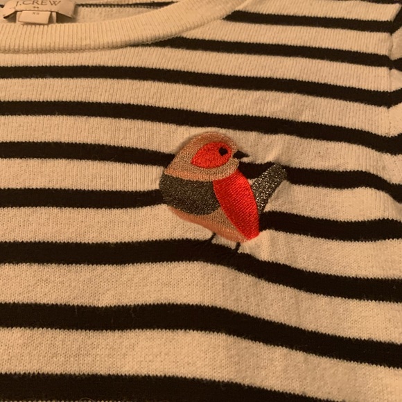 Black and white JCrew sweater with bird - Picture 4 of 5